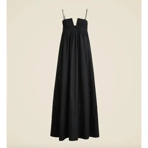 J.Crew Collection Strapless Notched Maxi Dress Cotton Formal Black US 4 NWT - Picture 4 of 13